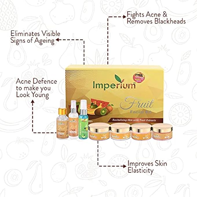 IMPERIUM FRUIT FACIAL KIT FOR RADIANCE GLOW & BRIGHTING SKIN 435G 6 EASY STEPS WITH FREE 60ML CUCUMBER FACE WASH (TOTAL 7 PRODUCTS) - Image 4